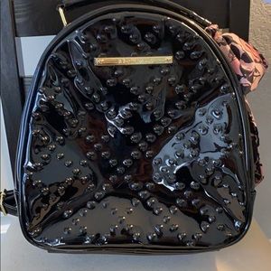 Betsy Johnson black patent leather backpack